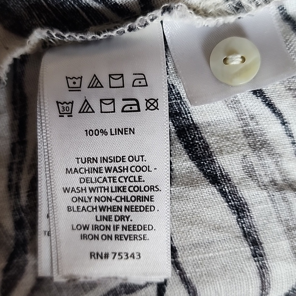 Tahari 100% Linen Black & White Leaf Print Dress Size 3X - Picture 9 of 10